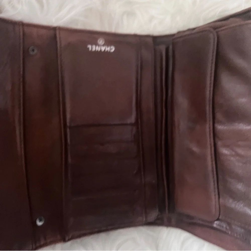 Authentic Chanel Brown Classic Flap Wallet With Chain - Picture 7 of 12